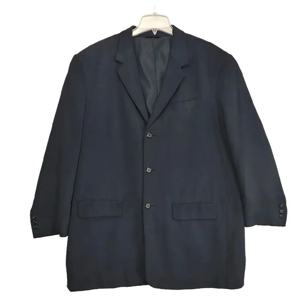 AXIS Men's XL Navy Blue Silk Blazer Jacket 3-Button Sports Coat Formal Classic